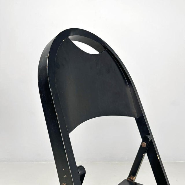 Black Italian Mid-Century Modern Black Folding Chair Tric Castiglioni Bonacina, 1960s from Hille For Sale - Image 8 of 18