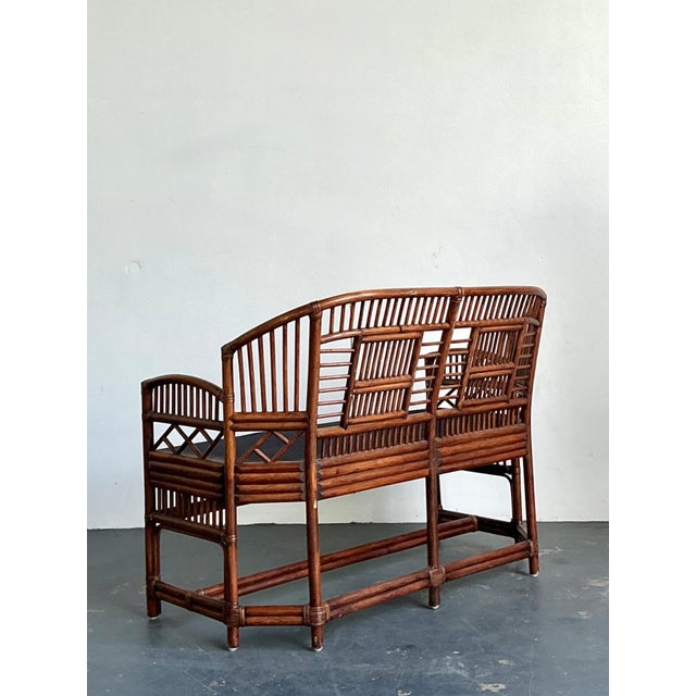 Wood Vintage Brighton Pavillon Rattan Settee For Sale - Image 7 of 12