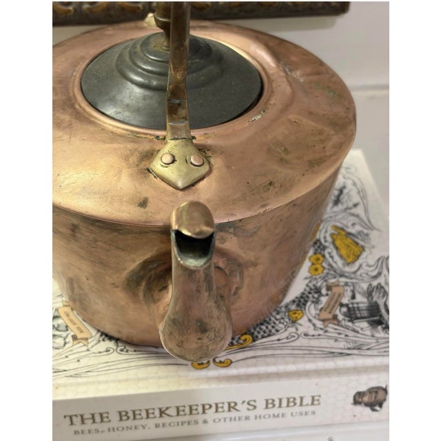 Antique Copper Tea Kettle With Acorn Tipped Lid For Sale - Image 11 of 11