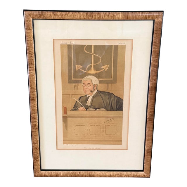 Framed Original 1893 Vanity Fair "Spy" Caricature Titled "Admiralty Jurisdiction" For Sale