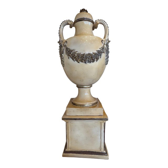 1970s Ezio Ceccarelli Terra Cotta Urn With Base. Signed. For Sale