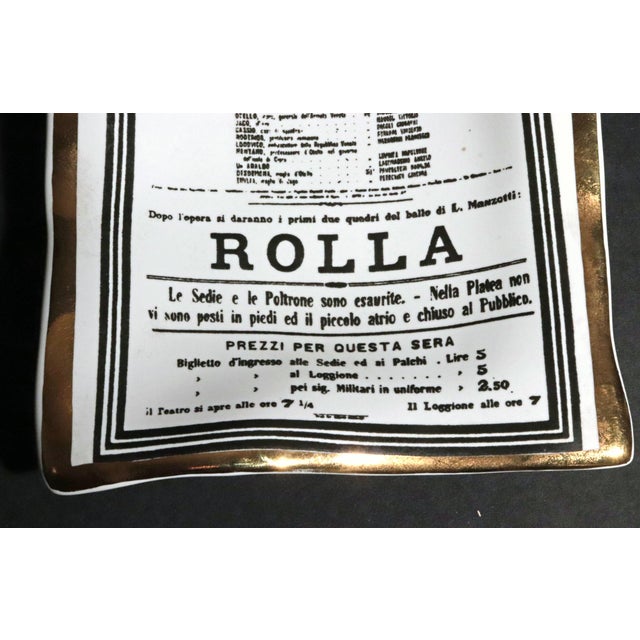 1960s Piero Fornasetti Ceramic Tray With Verdi Othello Playbill From 1st Performance For Sale - Image 5 of 10