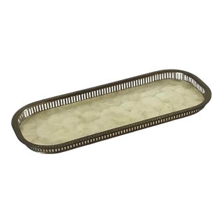 Mid Century Modern Brass and Capiz Shell Vanity Tray For Sale
