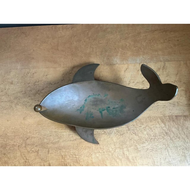 Vintage Sculptural Metal Whale Bowl For Sale - Image 11 of 12