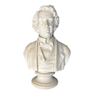 Rare EXTRA LARGE Antique Parian CHARLES SUMNER Bisque Portrait Bust Statue For Sale