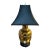 1960s-70s brass asian-style table lamp w/ black wood base. Some patina to metal on one side as shown in detail pics....