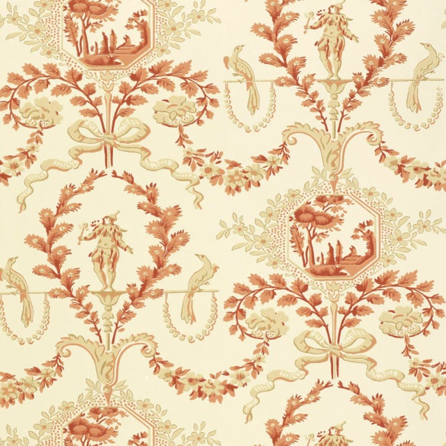Contemporary Sample - Schumacher Jester Arabesque Wallpaper in Terra Cotta For Sale - Image 3 of 3