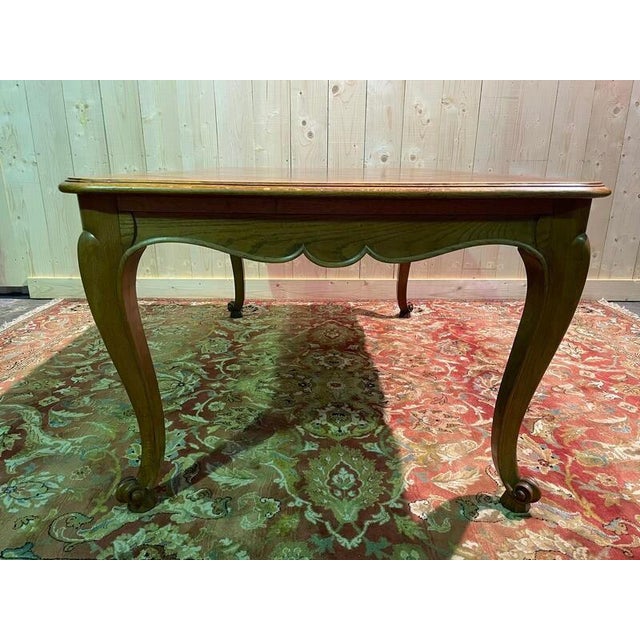 Wood Italian Louis Xv Style Oak Dining Table For Sale - Image 7 of 8