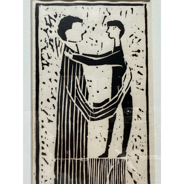 Figurative Mid 20th Century Azriel Awret Signed Limited Edition 3/30 Figural Print Two Figures Framed For Sale - Image 3 of 8