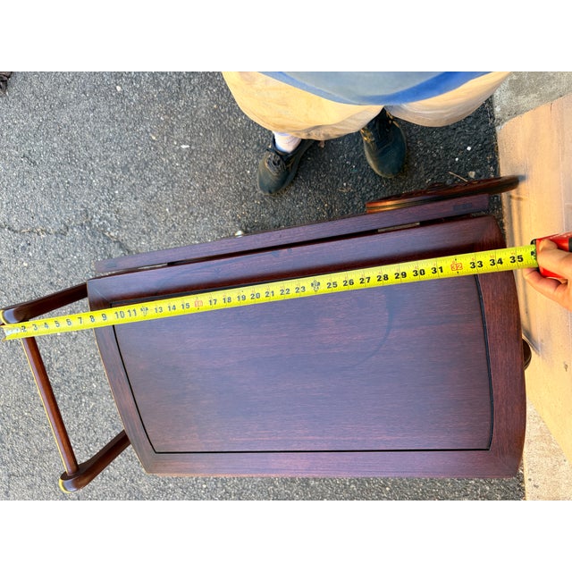 Late 20th Century Vintage Rosewood Drop Leaf Tea Bar Cart For Sale - Image 9 of 12