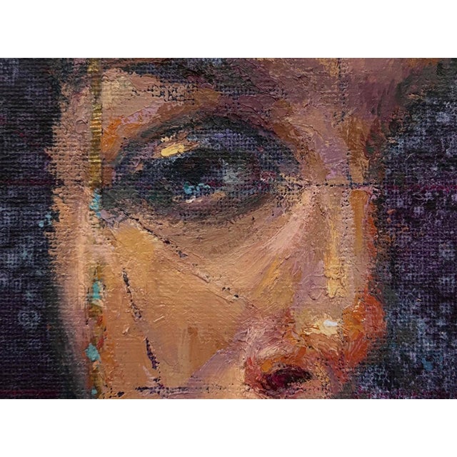 Early 21st Century Copper Venus by Lisa Fricker | Oil & Copper On Canvas Panel Portrait of a woman's face with abstract lines For Sale - Image 5 of 5