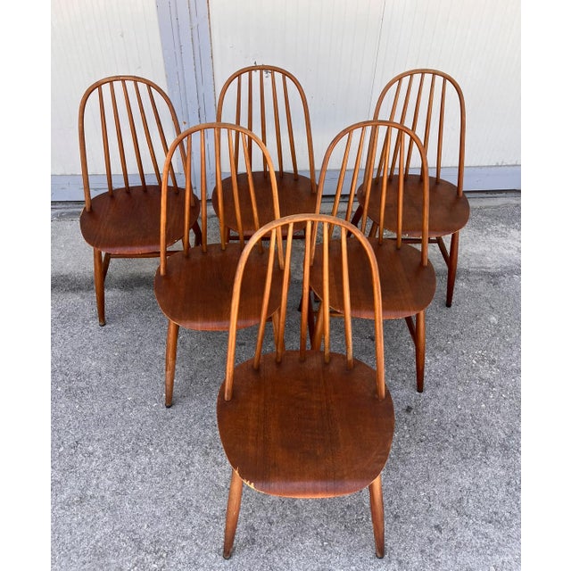 Wooden Quacker Chairs by Luciano Ercolani, 1960s, Set of 6 For Sale - Image 4 of 6