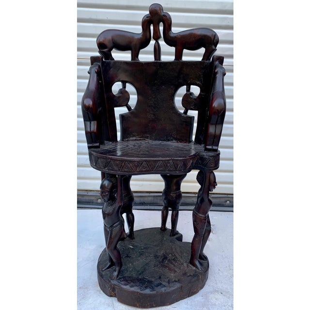 Carved African Thrown Chair Chairish