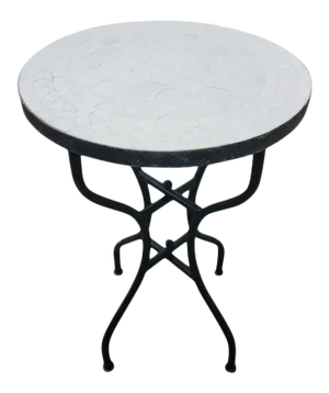 20" Moroccan White Mosaic Side Table
