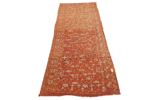 Orange Embroidered Arabi Kilim Runner Rugs