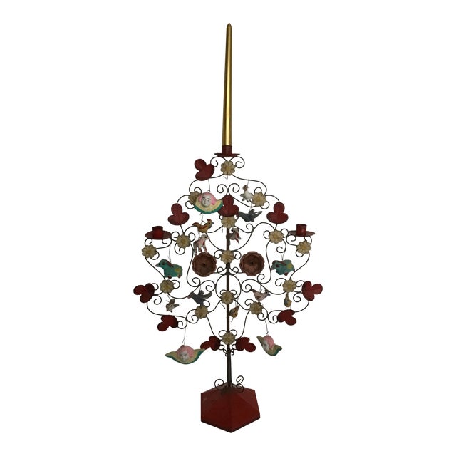 Vintage Aurelio Flores Style Mexican Folk Art Tree of Life Sculpture For Sale