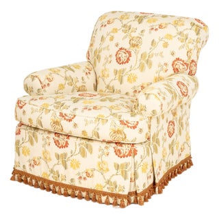 Lee Jofa Floral Fabric Upholstered Armchair For Sale