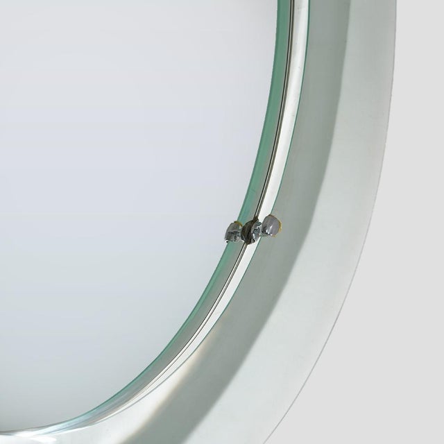 Metal Wall Mirror with Curved Glass Frame by Metalvetro, 1970s For Sale - Image 7 of 12