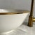 Milk White Ceramic Sink With 14k Gold Rim Vessel Round Sink Bowl Basin With Drain For Sale - Image 6 of 8