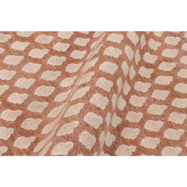 Contemporary Rug & Kilim’s Modern Block Print Rug in Pink with Cream Floral Pattern - 5x7 For Sale - Image 3 of 7