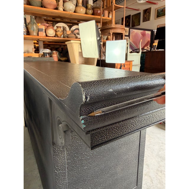 Baker Furniture Ming Style Crackle Finish Sideboard With Brass Handles For Sale - Image 15 of 18