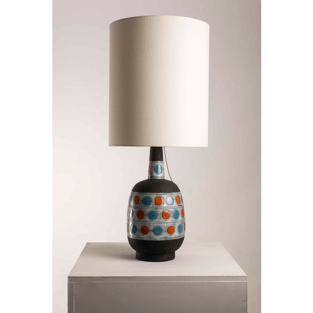 European Polychrome Ceramic Table Lamp, 1960s For Sale - Image 6 of 11
