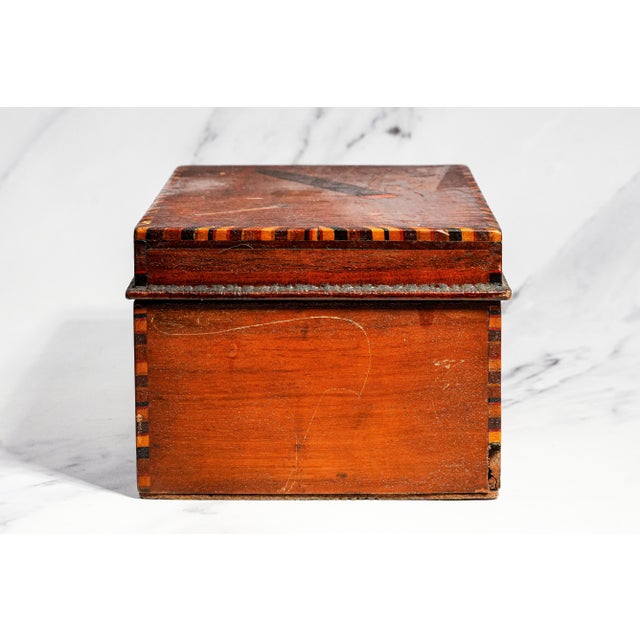 1910s Hand Painted Cigar & Match Cork Lined Wooden Folk Art Humidor Cigar Box Tobacciana Home Decor For Sale - Image 12 of 15