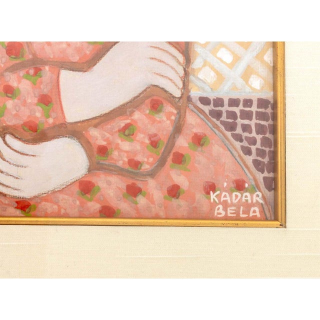 Bela Kadar Bela Kadar Portrait of a Girl Gouache on Paper For Sale - Image 4 of 6