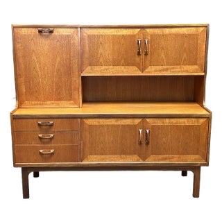 Mid Century Modern Teak Midboard W/ Drop Front Bar by G-Plan c.1960 For Sale