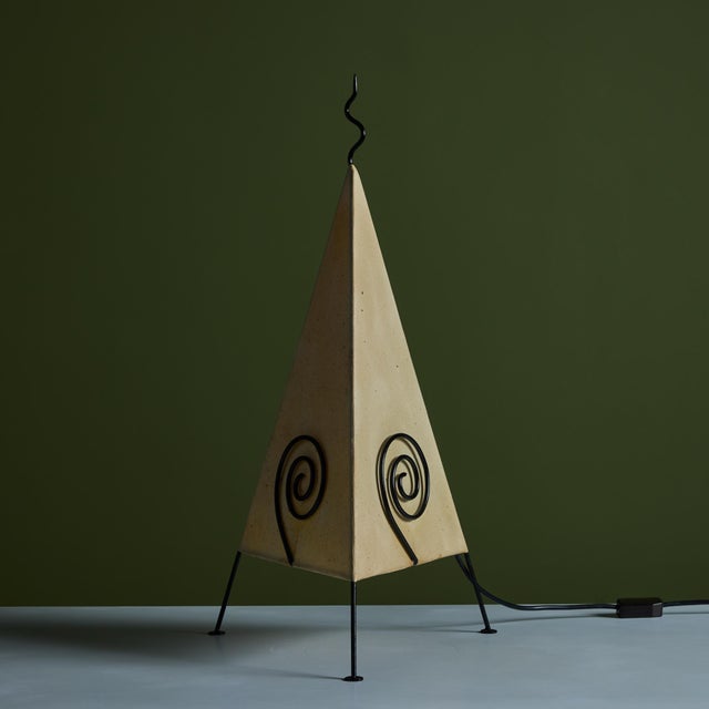 Metal Late 20th Century Postmodern Pyramid Paper Shade Table Lamp For Sale - Image 7 of 14