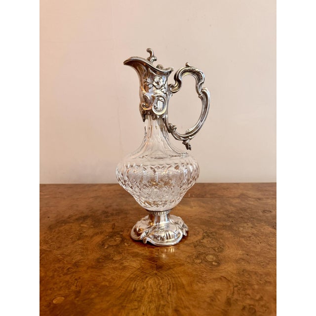 Antique Cut Glass and Silver Plate Claret Jug, 1900 For Sale - Image 3 of 6