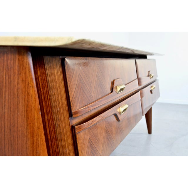 Italian Carrara Marble and Brass Sideboard, 1960s For Sale - Image 6 of 15