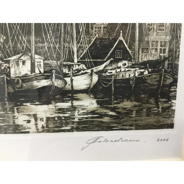 Printmaking Materials “ Amsterdam. Canal Card” Original 2008 Etching by l.Sobolevsky For Sale - Image 7 of 9