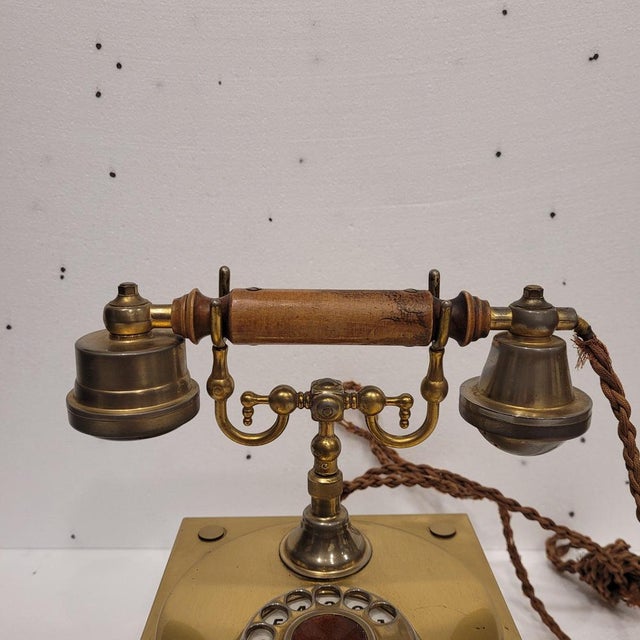 Rotary Telephone in Marquetry and Gilt Bronze, Italy, 1970s For Sale - Image 13 of 14