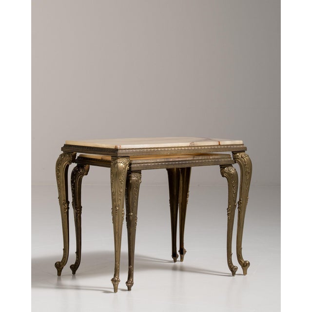 20th Century France Antique Brass Brass-Legged Nesting Console Table For Sale - Image 10 of 11