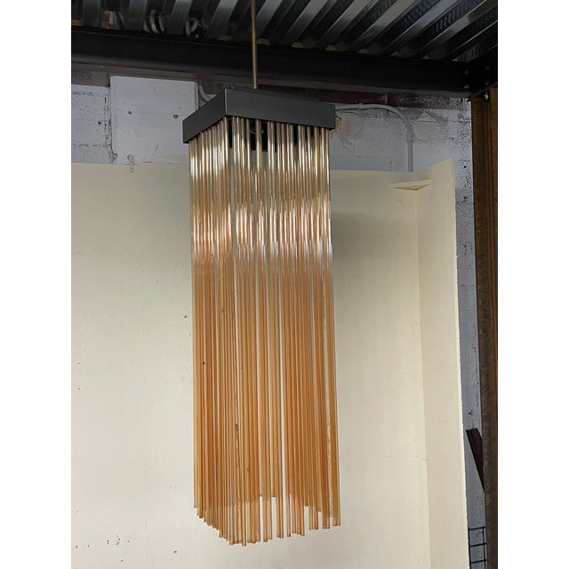 Black Pendant Lamp with Pink Glass Rods, 1970s For Sale - Image 8 of 18