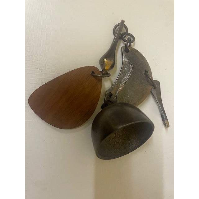 An exceptional mid-century modernist cast silicon bronze wind bell designed by master sculptor Richard Fisher for his U.S....