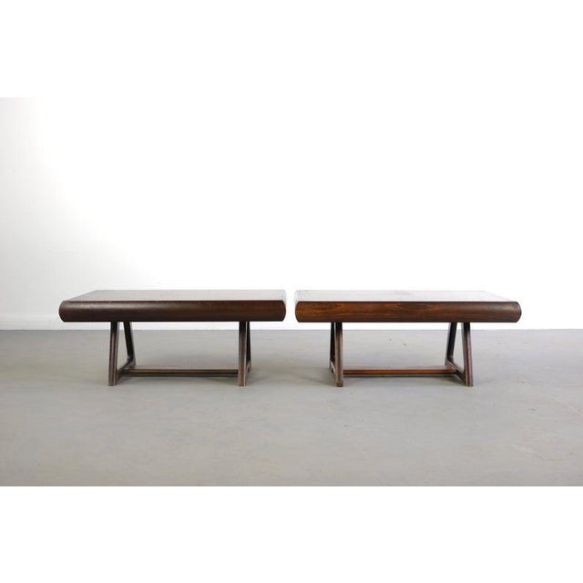 Mid-Century Modern Mid Century Modern Architectural Walnut End Tables - a Pair For Sale - Image 3 of 5