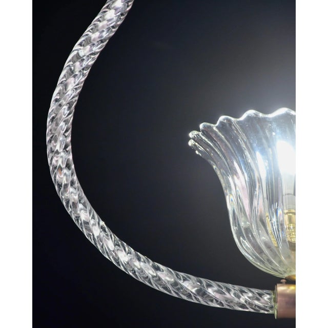 1950s Elegant Art Decò Barovier & Toso Pendant Light Chandelier Murano Glass, 1950s For Sale - Image 5 of 11