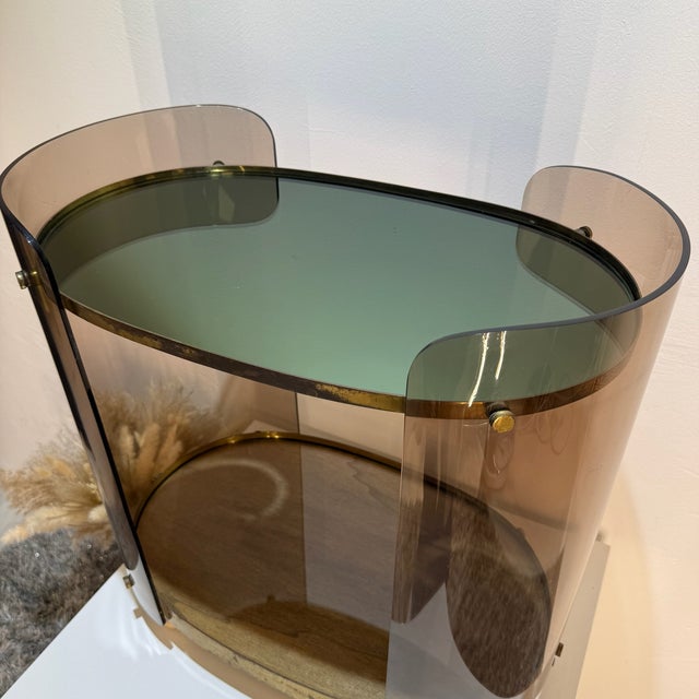 Italian Space Age Serving Trolley in Acrylic and Brass, 1968 For Sale - Image 13 of 18