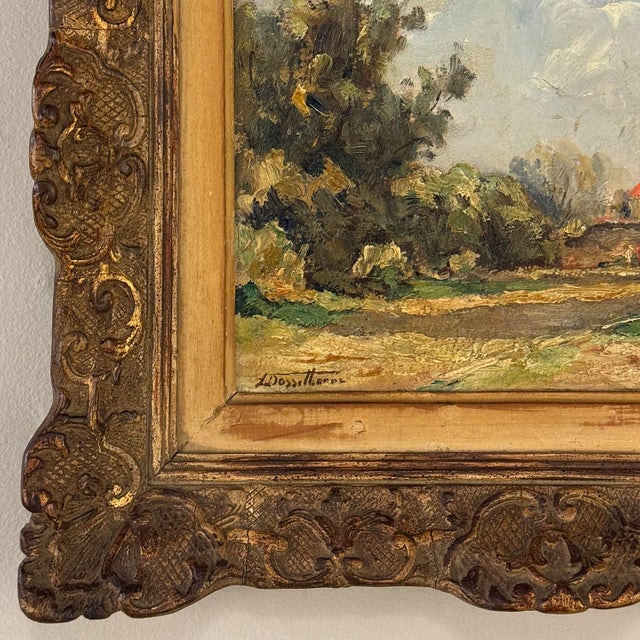 Framed Oil Painting on Panel by Lucien Dasselborne (1873–1962) 'Country Road to a Farmstead' For Sale - Image 10 of 17