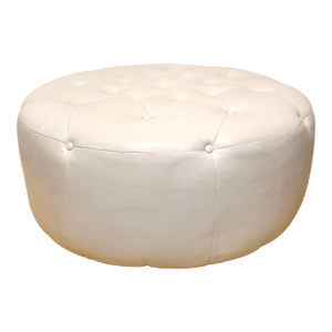 White Leather Diamond Tufted Ottoman