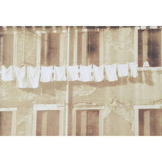 Vintage circa 1990's sepia toned cyanotype photograph on heavy paper by Eric C. Weller (20th century) Texas. Old building...