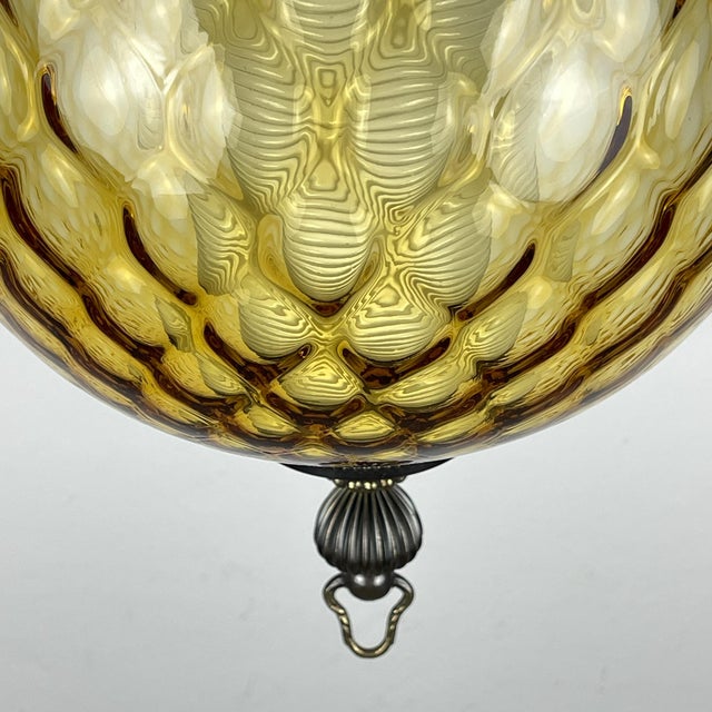 Vintage Yelllow Murano Sphere Ball Pendant Lamp, Italy, 1970s For Sale - Image 13 of 18