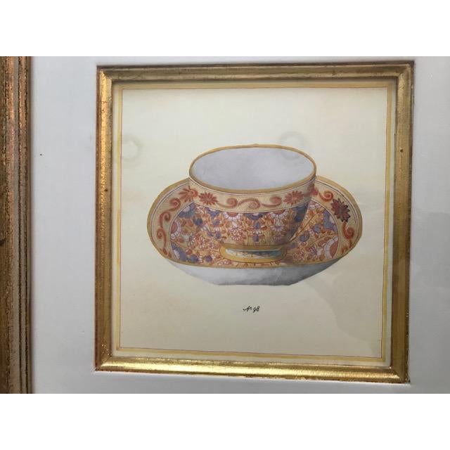 Trowbridge Gallery Numbered Teacup Square Prints in Gilt Frames Set