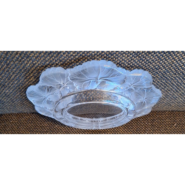 Vintage Honfleur Bowl in Satin-Finished Crystal Glass by Lalique, 1970s, in Very Good conditions. Designed 1970 to 1979...