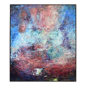 Large Vintage Abstract Expressionist Oil Painting on Canvas by Kerstetter