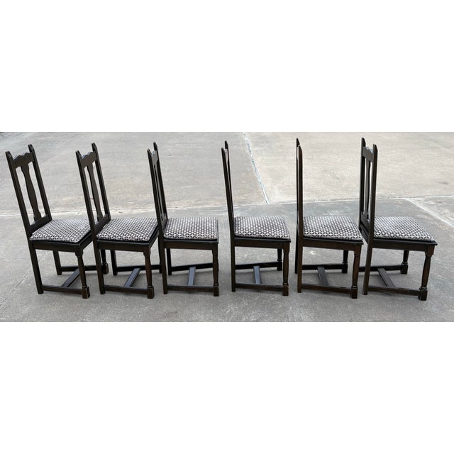 Vintage French Country Dark Oak Dining Chairs - Set of Six For Sale - Image 4 of 11