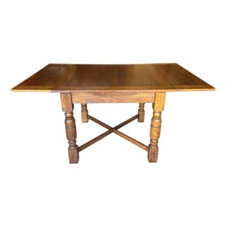 1930s Solid Oak Draw Leaf Table For Sale