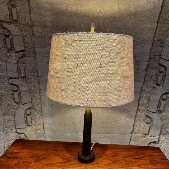 Mid-Century Modern Patinated Bronze Bullet Table Lamp, 1960s Design For Sale - Image 9 of 9